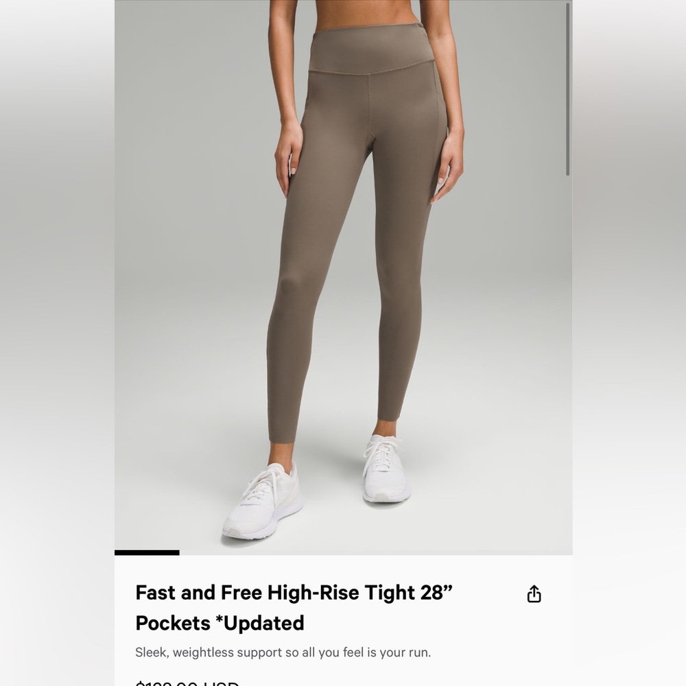 Lululemon fast and free leggings with pockets. 28”